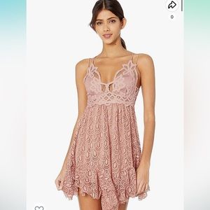 Free People Adella Burnout Velvet Slip Rose Size L